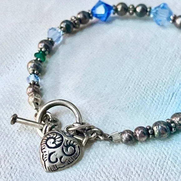 Vintage Brighton Multi-Color Crystal & .925 Sterling Silver Toggle Bracelet - Picture 4 of 7